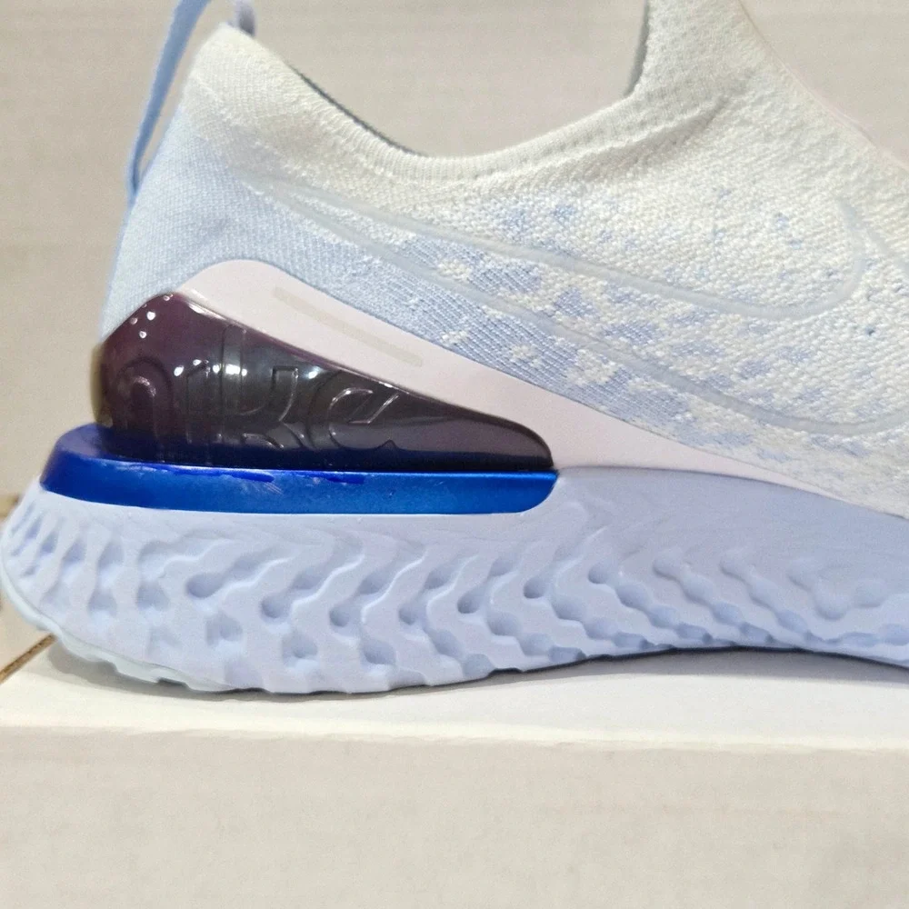 Nike Epic React Flyknit Phantom Mens 13 White Blue BV0417-101 Laceless Running